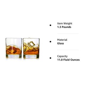 KGnB Whiskey Glasses,Set of 2,11 oz,Premium Scotch Glasses,Bourbon Glasses for Cocktails,Rock Style Old Fashioned Drinking Glassware,Perfect for Father's Day,Party,Bars,Gift, Restaurants and Home