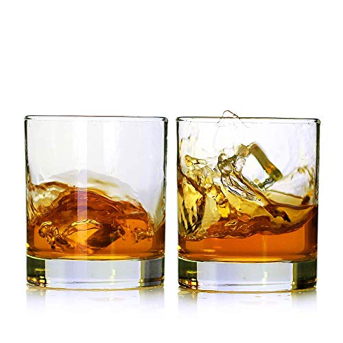 KGnB Whiskey Glasses,Set of 2,11 oz,Premium Scotch Glasses,Bourbon Glasses for Cocktails,Rock Style Old Fashioned Drinking Glassware,Perfect for Father's Day,Party,Bars,Gift, Restaurants and Home