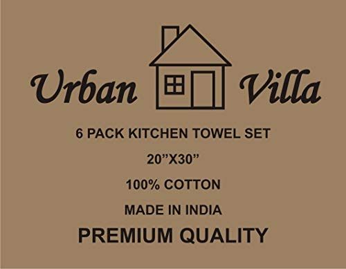 Urban Villa Kitchen Towels Cuisine Stripes Premium Quality 100% Cotton Dish Towels Mitered Corners Ultra Soft (Size: 20X30 Inch) Red Multi Highly Absorbent Bar Towels & Tea Towels - (Set of 6)