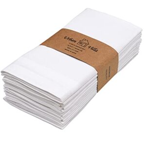 Urban Villa Dinner Cloth Napkins 100% Cotton Hotel Quality, Size 18x18 Inches, Set of 12, White