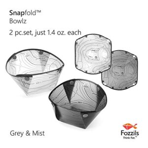 Fozzils Snapfold Plastic Bowlz (2pc Bowl), Grey/Mist