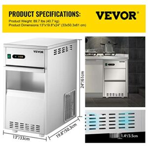 VEVOR Commercial Snowflake Ice Maker, 55LBS/24H ETL Approved Food Grade Stainless Steel Flake Ice Machine Freestanding Commercial Ice Machine for Seafood Restaurant, Scoop Included