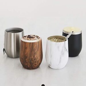 BALIBETOV Modern Mate Cup And Bombilla Set (Yerba Mate Cup) -Yerba Mate Set includes Double Walled 18/8 Stainless Steel Mate Tea Cup, Two Bombilla Mate (Straw) and a Cleaning Brush (Wood, 12.00)