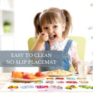 Beautiful Placemats for Kids - Set of 4 Educational Non Slip Placemats are Easy to Clean - Motivate Kids to Learn While They Eat