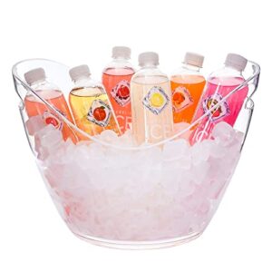 Raincol Ice Bucket Clear Acrylic 8 Liter Plastic Tub For Drinks and Parties, Food Grade, Holds 5 Full-Sized Bottles and Ice 1