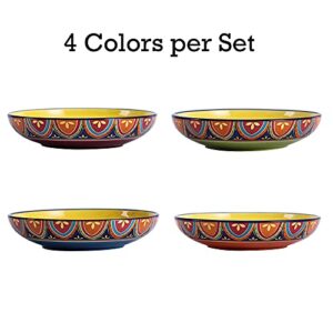 Bico Tunisian Ceramic 35oz Dinner Bowls, Set of 4, for Pasta, Salad, Cereal, Soup & Microwave & Dishwasher Safe