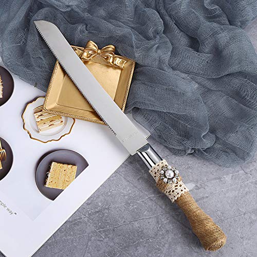 TANG SONG Set of 2 Rustic Wedding Cake Knife and Serving Set Wedding Cake Knife Serveing, Rustic Wedding Cake Knife Set for Parties Weddings Anniversaries