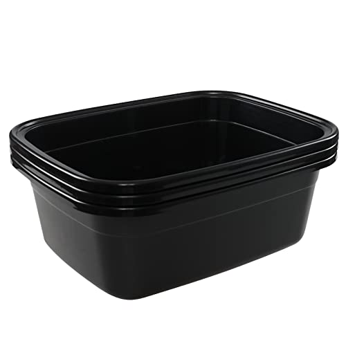 HOMMP 3-Pack 18 Quart Large Dishpan Wash Basin, Commercial Tote Bus Boxes