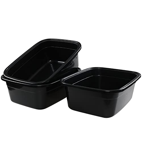 HOMMP 3-Pack 18 Quart Large Dishpan Wash Basin, Commercial Tote Bus Boxes