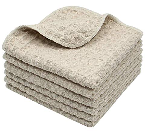 VeraSong Microfiber Kitchen Cleaning Cloth Thick Dish Rags Waffle Weave Washcloths Dish Cloths Ultra Absorbent Odor Free 12inch X 12inch 6 Pack Khaki