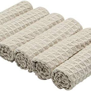 VeraSong Microfiber Kitchen Cleaning Cloth Thick Dish Rags Waffle Weave Washcloths Dish Cloths Ultra Absorbent Odor Free 12inch X 12inch 6 Pack Khaki