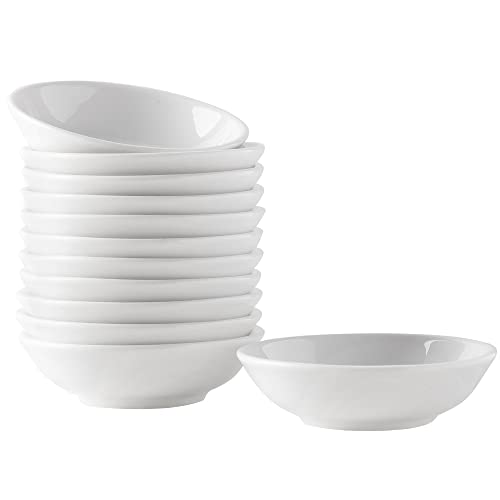 UIBFCWN Sauce Dish Dipping Bowls, 12 Pack Ceramic Dip Bowls Set, 1.2 Oz Soy Sauce Dish, White Dipping Bowls Bulk, Asian Sauce Bowls for Ketchup, BBQ, Condiments, Appetizer