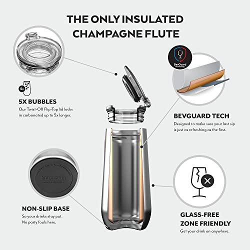 BrüMate 12oz Insulated Champagne Flute With Flip-Top Lid - Made With Vacuum Insulated Stainless Steel (Glitter Mermaid)