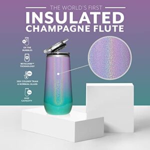 BrüMate 12oz Insulated Champagne Flute With Flip-Top Lid - Made With Vacuum Insulated Stainless Steel (Glitter Mermaid)