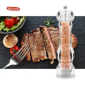 Kaiciuss Salt Pepper Grinder Mill Arcylic,the Best Peppercorn Grinder with Adjustable Mill-Clear