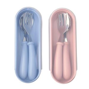 4 Pcs Toddler Utensils, Toddler Forks and Spoons ,stainless Steel Baby Utensils Baby Silverware Set with Storage Box for Safe Dining