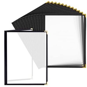 12 pack clear restaurant menu covers, letter size holders with double panels, metal corners (8.5 x 11 in)