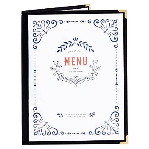 12 Pack Clear Restaurant Menu Covers, Letter Size Holders with Double Panels, Metal Corners (8.5 x 11 in)
