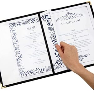 12 Pack Clear Restaurant Menu Covers, Letter Size Holders with Double Panels, Metal Corners (8.5 x 11 in)