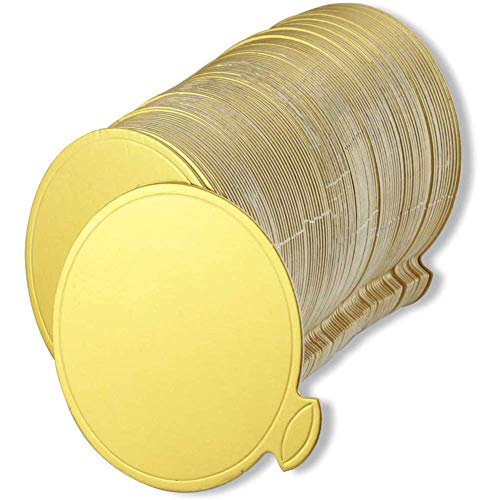 HANSGO Mini Round Golden Cardboard Cake Base, Mousse Cake Boards100PCS Cake Paper Plates Circle Cardboard Base Dessert Board Base Grease