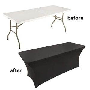 LZY Spandex Fitted Stretch Table Cover for 6 ft or 4ft or 8ft Folding Table, Rectangular Cocktail Tablecloth, Perfect for Party or Banquet