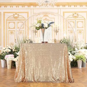 Juya Delight 60" x 102" Light Gold Sequin Tablecloth Rectangle Sparkle Table Cover for Wedding Birthday Party Festival Ceremony Cake Dessert Table