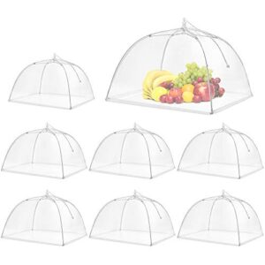 pop-up mesh screen food cover tent umbrella, spanla 8 pack food cover net for outdoors, screen tents, parties picnics, bbqs, reusable and collapsible reusable and collapsible,17 inches