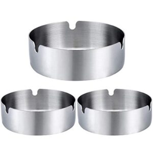 pack of 3 cigar ashtray tabletop round stainless steel ash tray suitable for cigarette ash holder for home