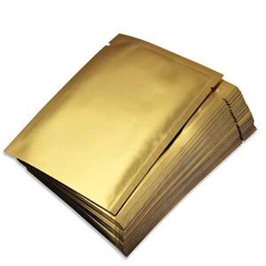 50 pcs aluminum foil bags flat vacuum seal bags sample pouch for coffee tea nut candy jerky soap food storage 3.9"x5.9" (gold)
