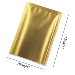 50 Pcs Aluminum Foil Bags Flat Vacuum Seal Bags Sample Pouch for Coffee Tea Nut Candy Jerky Soap Food Storage 3.9"x5.9" (Gold)