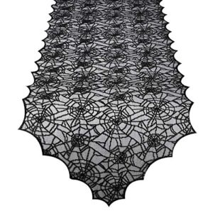 ibohr halloween table runner with spider web lace festival table runner halloween table decoration for parties & gatherings, 100% polyester, 18 x 72 inch