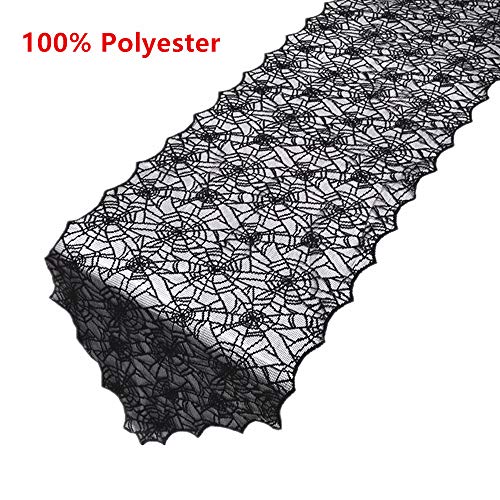 ibohr Halloween Table Runner with Spider Web Lace Festival Table Runner Halloween Table Decoration for Parties & Gatherings, 100% Polyester, 18 X 72 Inch