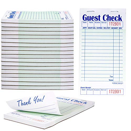 Guest Check Pads For Waiters Waitresses Servers Restaurants Orders or Child’s Practice Single Page Durable Thick Paper 50 Sheets 20 Pk