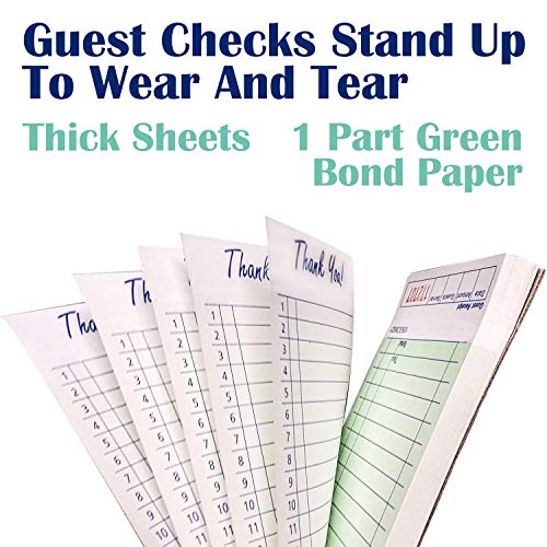 Guest Check Pads For Waiters Waitresses Servers Restaurants Orders or Child’s Practice Single Page Durable Thick Paper 50 Sheets 20 Pk