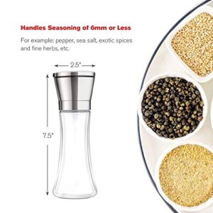 bonris Professional Stainless Steel Salt and Pepper Grinder with Adjustable Coarseness with Five Grinding Level Pepper Mill Grinders Shakers .（Single Package）