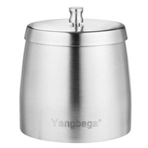 yangbaga xl ashtray with lid for cigarettes，windproof/rainproof stainless steel smokeless odorless ash tray for home unbreakable modern ashtray for indoor or outdoor use,silver (x-large)