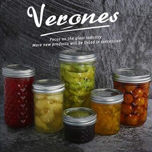 VERONES Wide Mouth Mason Jars 22 oz, 22 OZ Mason Jars Canning Jars Jelly Jars With Wide Mouth Lids, Ideal for Jam, Honey, Wedding Favors, Shower Favors, 6 PACK,EXTRA 6 Lids with Straw Hole