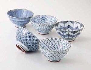 saikai pottery traiditional japanese rice bowls (5 bowls set) 19541 (one pack)