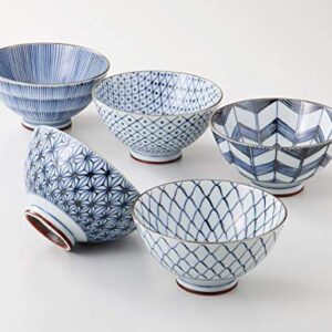Saikai Pottery Traiditional Japanese Rice Bowls (5 bowls set) 19541 (One Pack)