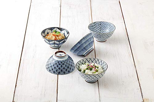 Saikai Pottery Traiditional Japanese Rice Bowls (5 bowls set) 19541 (One Pack)