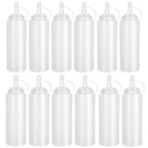 anyumocz 12 pack 8 oz plastic squeeze bottles multipurpose squirt bottles for ketchup,condiments,bbq sauce,dressing,barbecue,grilling,crafts,syrup and more