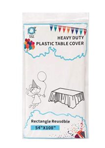 d&z 12 pack white plastic tablecloth table cloth rectangle 54" x 108" disposable table cover for party banquet birthday wedding thanksgiving christmas