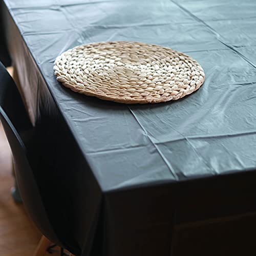 Lot45 Black Plastic Tablecloths - 54 x 108 in Disposable Tablecloths for Rectangle Tables Disposable Table Covers, 12pk