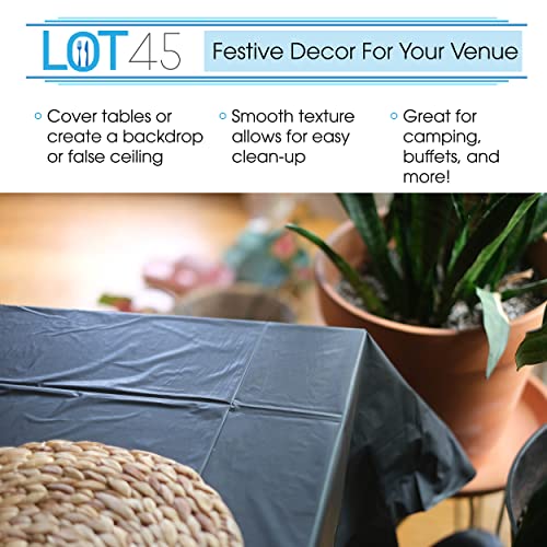 Lot45 Black Plastic Tablecloths - 54 x 108 in Disposable Tablecloths for Rectangle Tables Disposable Table Covers, 12pk