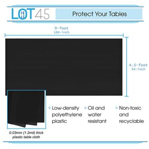 Lot45 Black Plastic Tablecloths - 54 x 108 in Disposable Tablecloths for Rectangle Tables Disposable Table Covers, 12pk