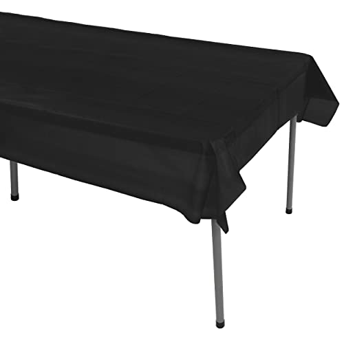 Lot45 Black Plastic Tablecloths - 54 x 108 in Disposable Tablecloths for Rectangle Tables Disposable Table Covers, 12pk