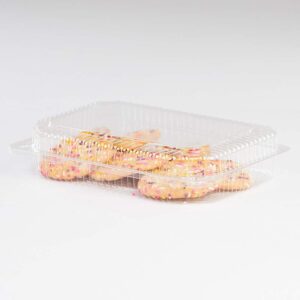 detroit forming lbh-615 clear ops plastic square hinged locking lid food container, 9 x 6.5 x 2 inches | 350/case