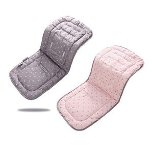 baby seat pad liner,cotton baby stroller pad breathable stroller cushion for kid outdoor sports(pink gray cross)