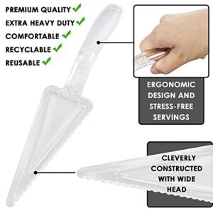 [6 Pack] 10 Inch Plastic Pie Server - Clear Disposable Cake Servers and Cutter Utensil, Heavy Duty Spatula for Serving Platter, Cutting Dessert, Pizza Pastry Slicer, Kitchen Knife and Wedding Flatware