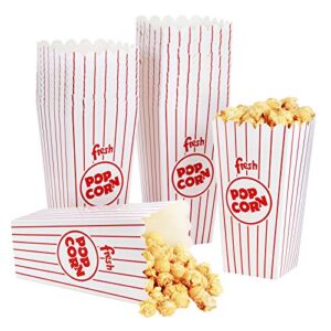 eupako popcorn boxes 50 pack 7.75 inch open-top paper popcorn box great for movie night or movie party theme, theater themed decorations or carnival party circus box etc.